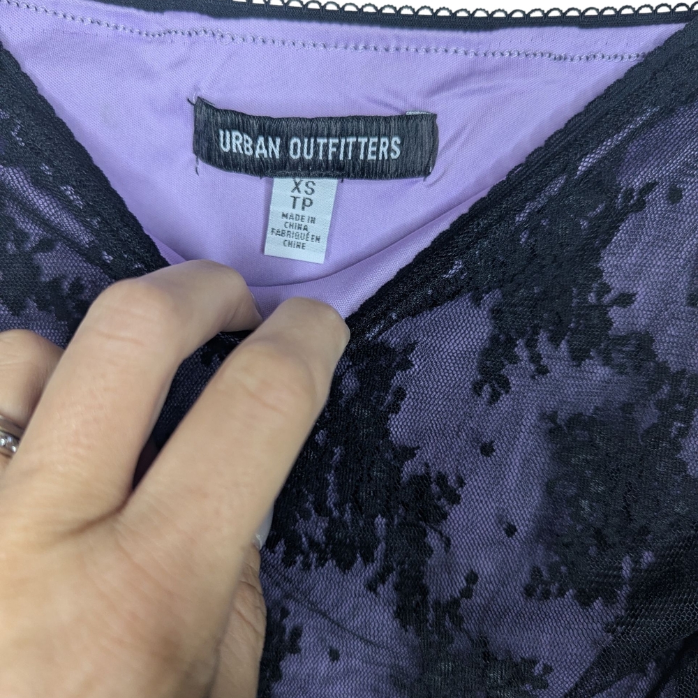 Urban Outfitters Y2K Black Lace Coquette Goth Fairycore Purple Mini Skirt XS - Picture 7 of 14